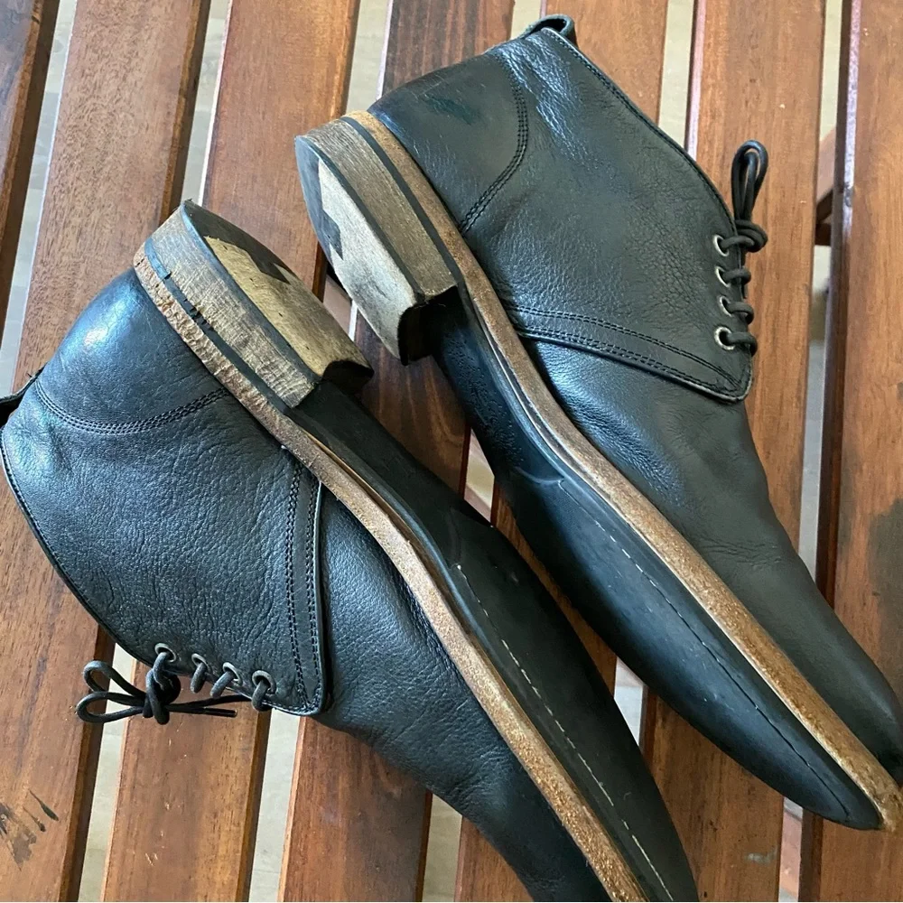 john varvatos handmade In Italy black leather chukka boots men 10.5